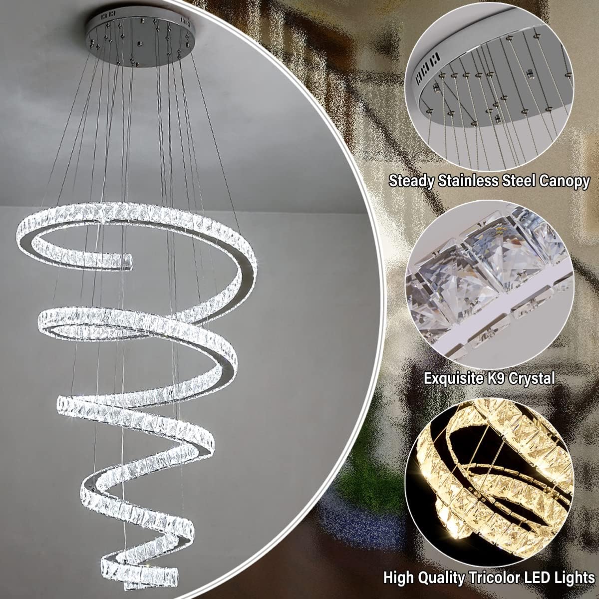 Modern Circular Crystal Pendant Chandelier for the Dining Room