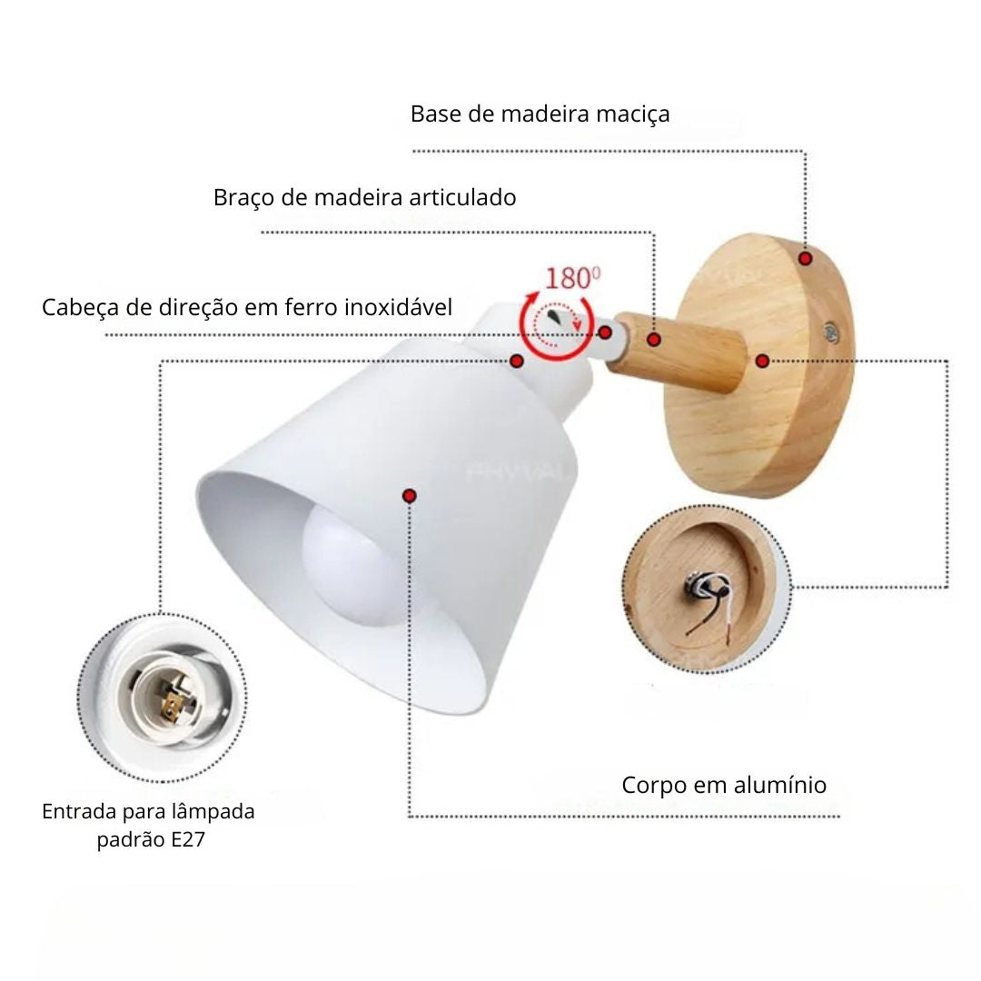 luminária de parede, luminária arandela, arandela de parede, arandela articulada, arandela de parede interna, arandela quarto, arandela de parede quarto, arandela preta