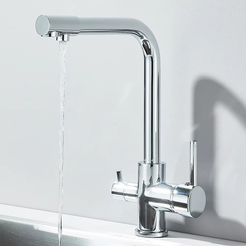 Dual-Lever Rotating Luxury Kitchen Tap with Built-in Filter