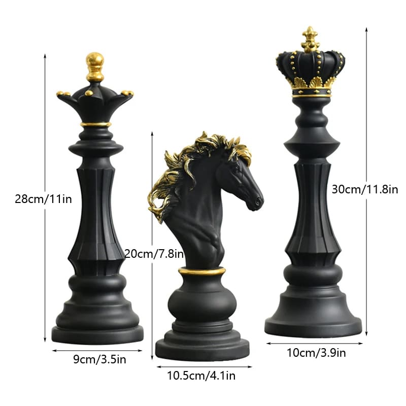 estatueta, estatueta decorativa, estatueta em resina, estatuetas decorativas modernas, Decoração de Mesa de Resina, Decoração de Mesa, Estátua Peças de Xadrez, Estatueta Decorativa Para Mesa Peças de Xadrez em Resina,