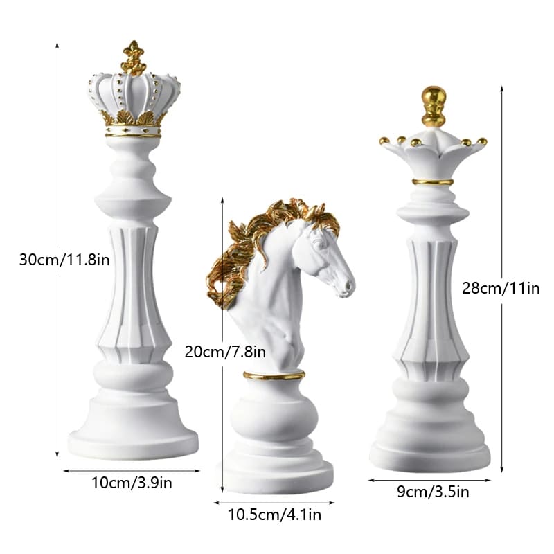 estatueta, estatueta decorativa, estatueta em resina, estatuetas decorativas modernas, Decoração de Mesa de Resina, Decoração de Mesa, Estátua Peças de Xadrez, Estatueta Decorativa Para Mesa Peças de Xadrez em Resina,