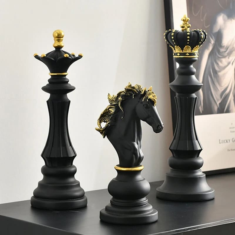 estatueta, estatueta decorativa, estatueta em resina, estatuetas decorativas modernas, Decoração de Mesa de Resina, Decoração de Mesa, Estátua Peças de Xadrez, Estatueta Decorativa Para Mesa Peças de Xadrez em Resina,