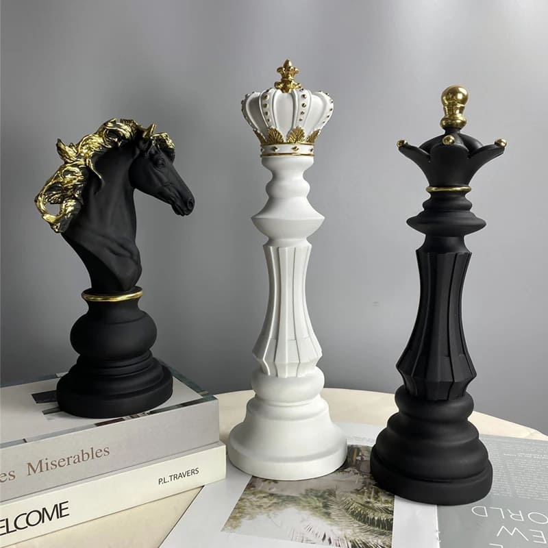 estatueta, estatueta decorativa, estatueta em resina, estatuetas decorativas modernas, Decoração de Mesa de Resina, Decoração de Mesa, Estátua Peças de Xadrez, Estatueta Decorativa Para Mesa Peças de Xadrez em Resina,