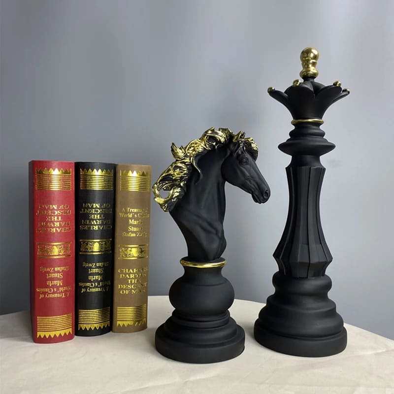 estatueta, estatueta decorativa, estatueta em resina, estatuetas decorativas modernas, Decoração de Mesa de Resina, Decoração de Mesa, Estátua Peças de Xadrez, Estatueta Decorativa Para Mesa Peças de Xadrez em Resina,