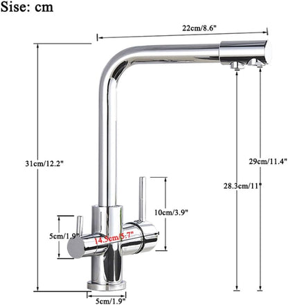 Dual-Lever Rotating Luxury Kitchen Tap with Built-in Filter