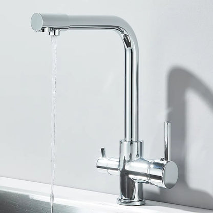 Dual-Lever Rotating Luxury Kitchen Tap with Built-in Filter